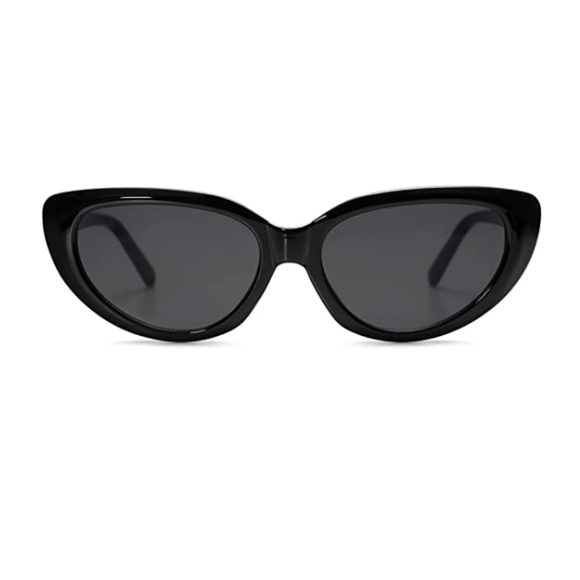 New Black Cat Eye Sunglasses Retro 90s Nude Trendy Chunky UV400 Shades - Picture 3 of 5